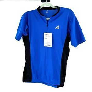 Mt Borah Mens Small Micro Cycling Jersey Road Bike Pockets Blue Black Active USA